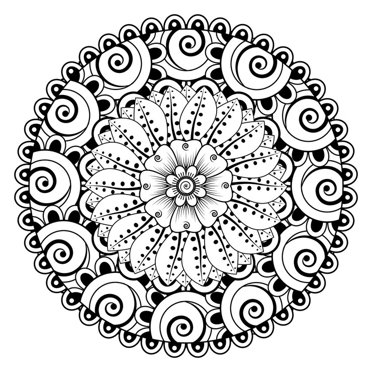 Vector bunga mehndi untuk dekorasi tato henna mehndi. ornamen dekoratif dalam gaya oriental etnik