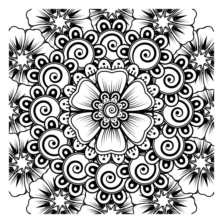 Vector bunga mehndi untuk dekorasi tato henna mehndi. ornamen dekoratif dalam gaya oriental etnik