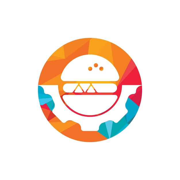 Burger and gear icon vector logo design