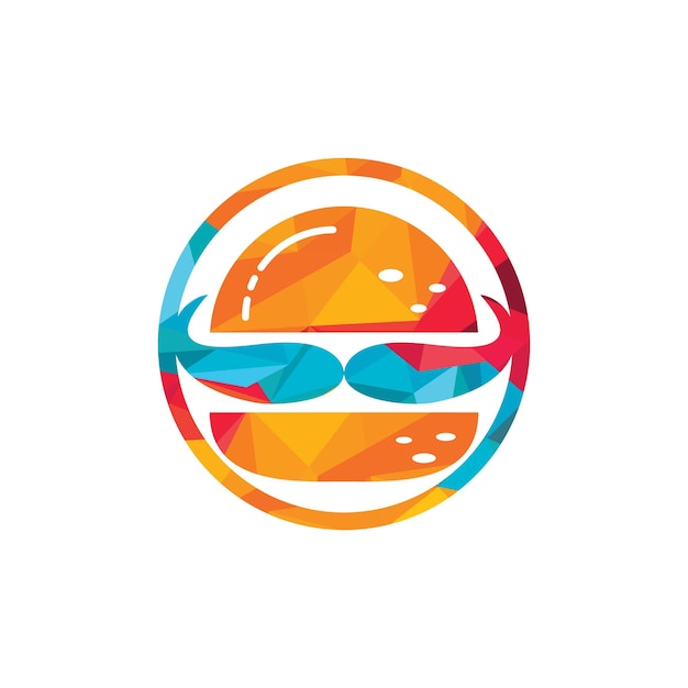 Burger and mustache icon logo concept