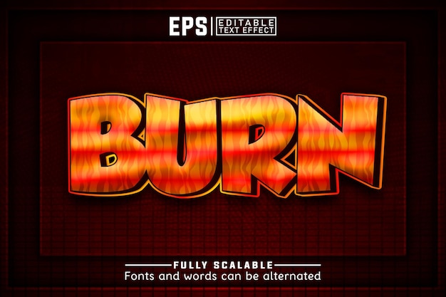 burn 3d editable text effect