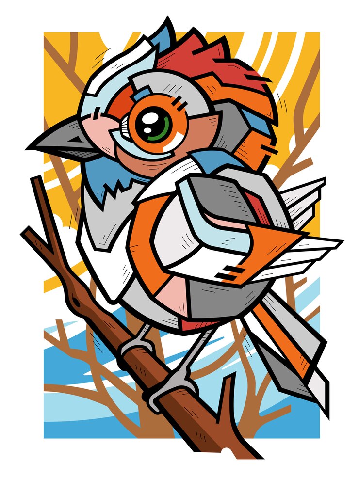 Vector burung abstrak di dahan