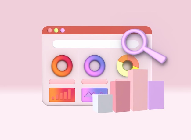 business 3d illustration or business growth data analysis note
