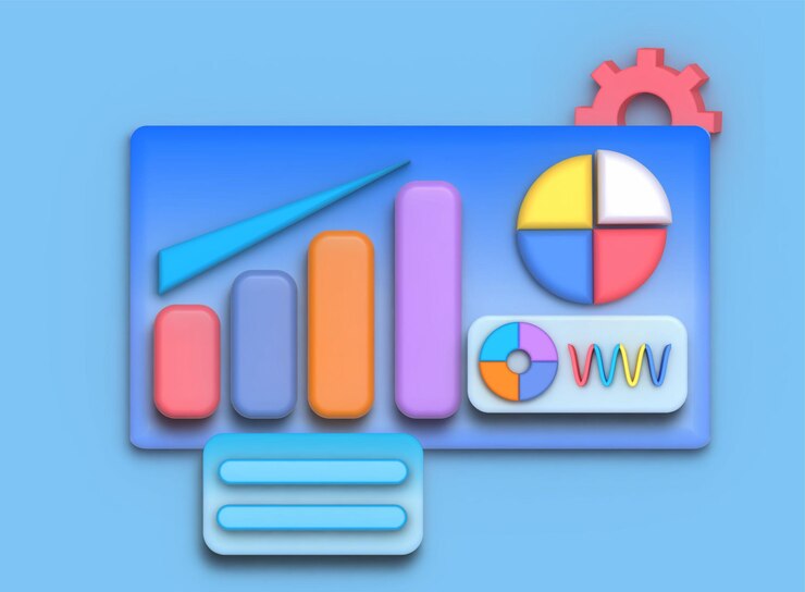 Vector business 3d illustration or business growth data analysis note