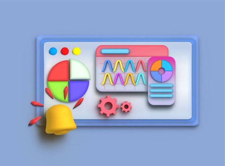 Vector business 3d illustration or business growth data analysis note
