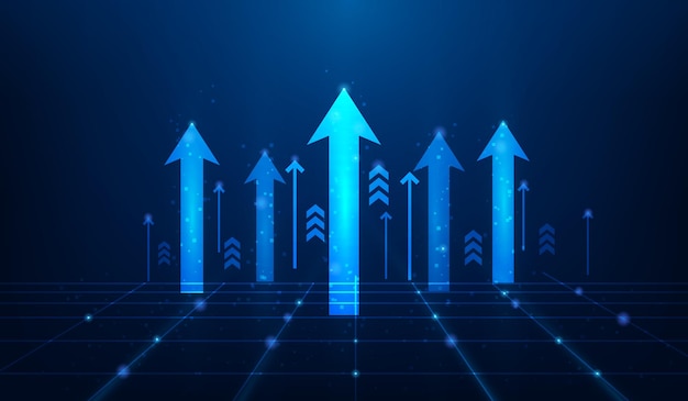 business achievement arrow up growth success technology digital trading investment and startup