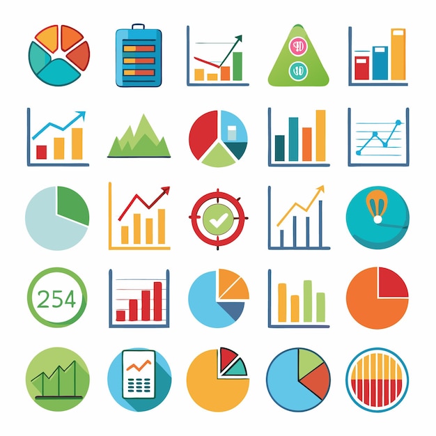 Business and Analytics Icons Comprehensive Set for Data Visualization and Financial Analysis
