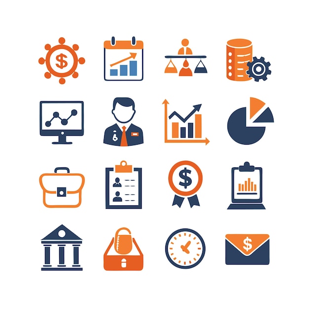 Business and Finance Icon Set Collection Vector for UI Documents Websites and Mobile Applications
