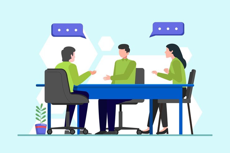 Vector business communication concept colored flat vector illustration isolated