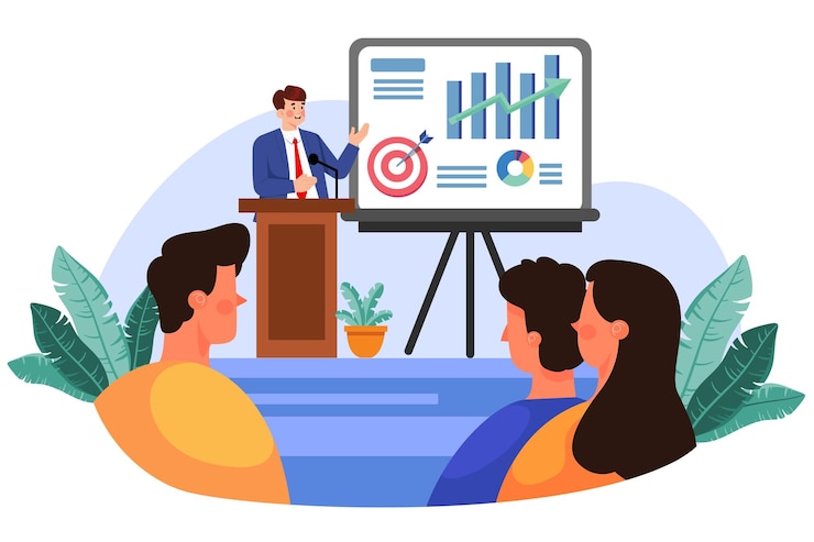 Vector business conference illustration