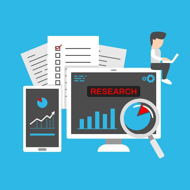 Business dashboard with statistic data for research