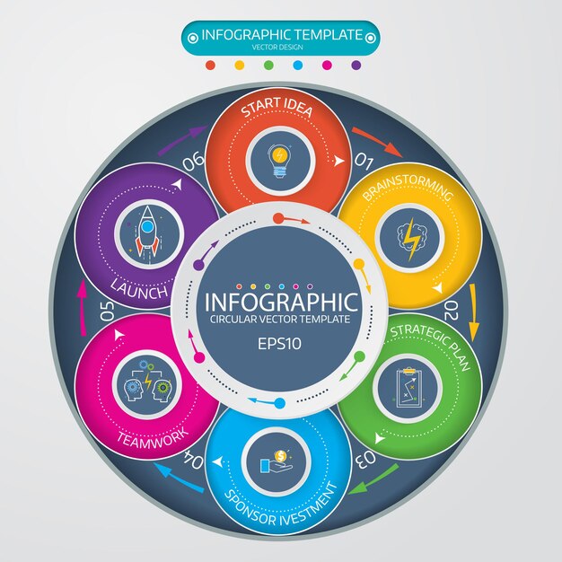 Business data visualization Process chart Abstract elements of graph diagram with 6 steps options