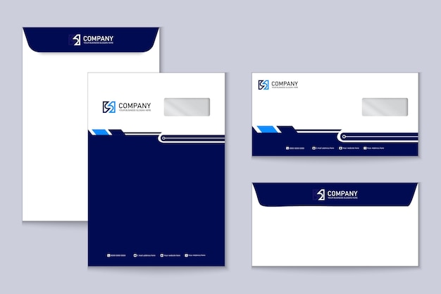 business envelope template set in flat style