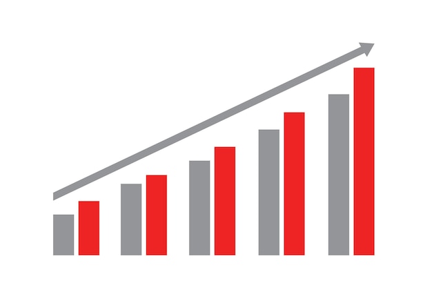 business graph icon red and gray color vector illustration