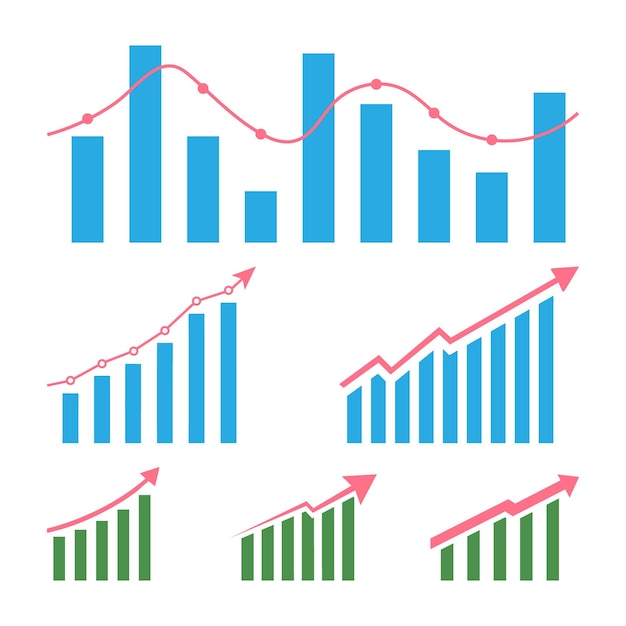 Business graph showing growth Silhouette Economic data analysis concept SVG Financial Charts