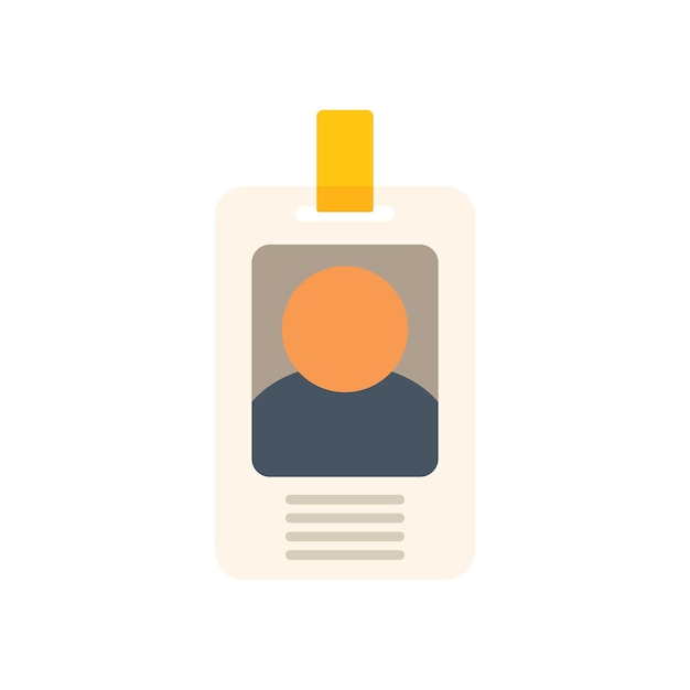 Business id card icon flat vector Office tag Personal template isolated