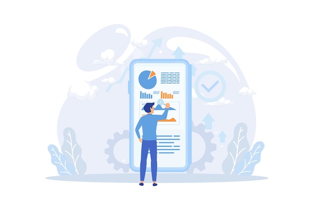 Business illustration. Characters planning, prototyping and testing startup ideas