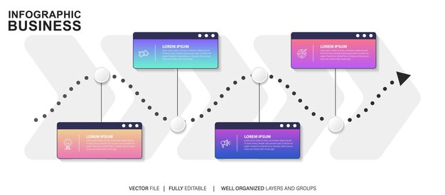Business Infographic design template Vector with icons and 4 options or steps
