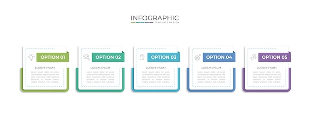 Business infographic template with 5 options steps