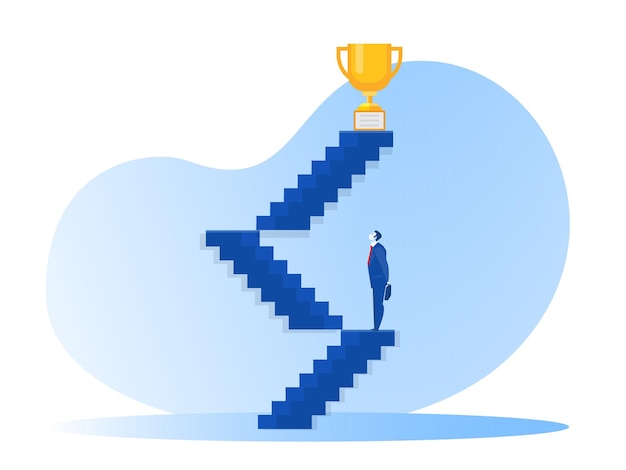 business lookining stair way  to success for award concept illustrator.