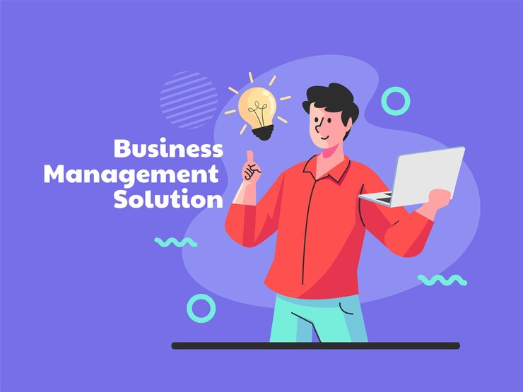 Vector business management solutions concept