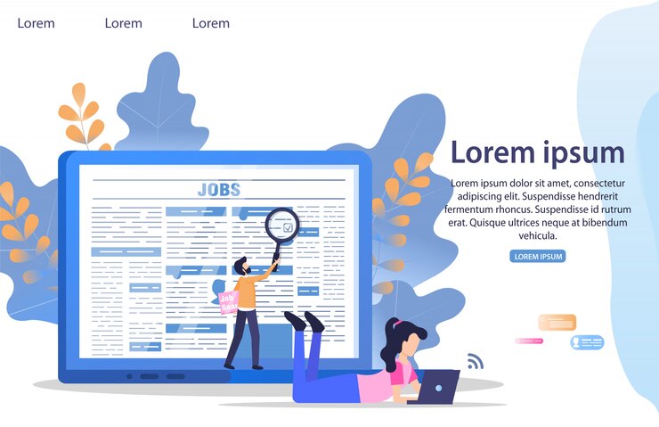 Vector business manager job search employee magnifier