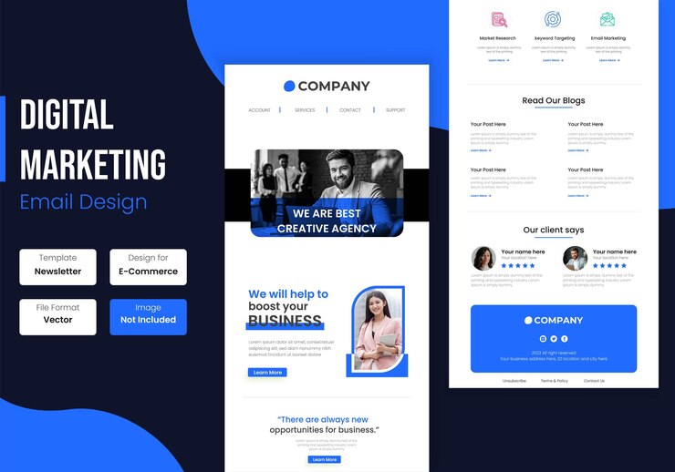 Vector business or creative agency email newsletter template