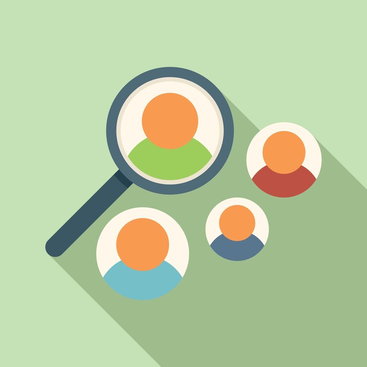 Vector business people search icon flat vector segment market customer chart
