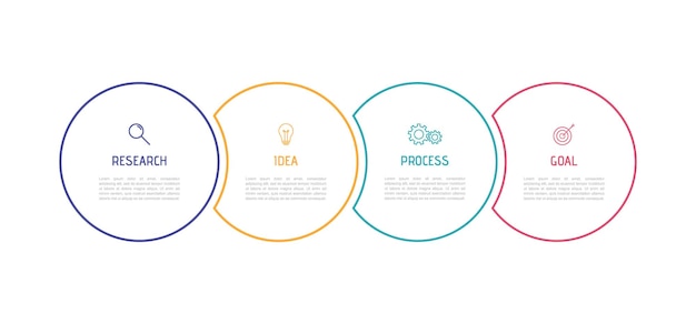 Business process infographic template Thin line design with numbers 4 options or steps Vector illustration graphic design