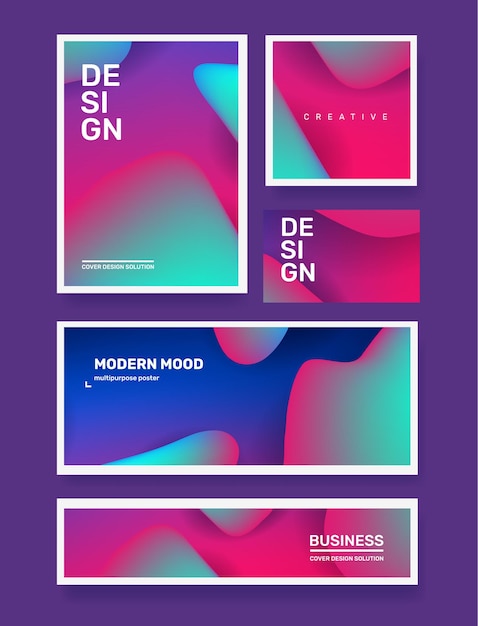  business set of creative illustration abstraction