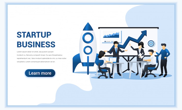 Vector business start up concept with people in meeting and working on the screen presentation. illustration