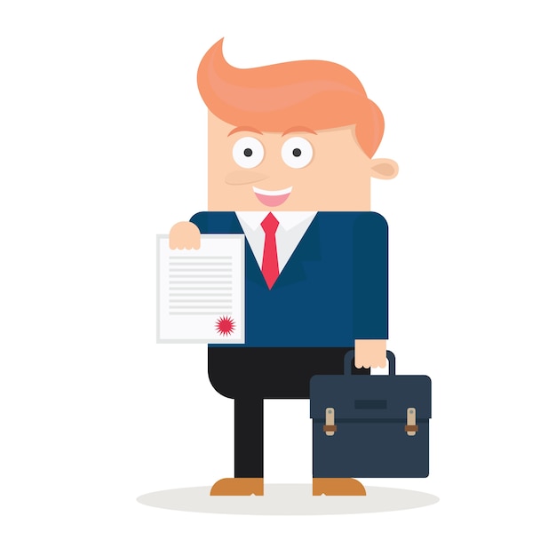 businessman character showing certificate vector design