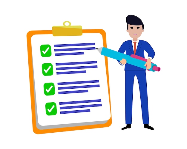 businessman fill out form illustration
