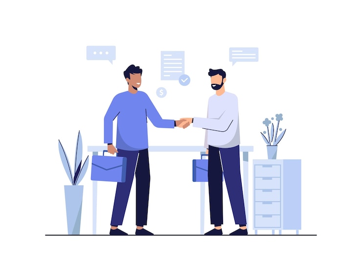 Vector businessman handshake agreement illustration