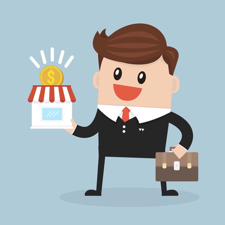 Vector businessman want to expand his business