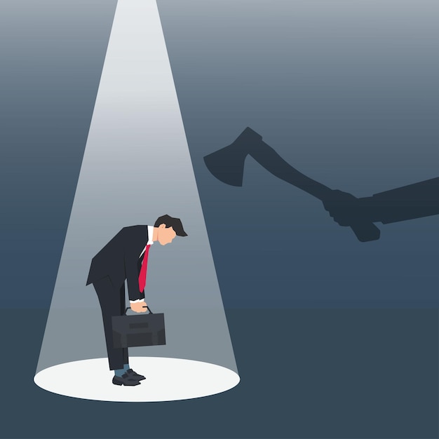 businessman with the big hand holding the ax design vector illustration