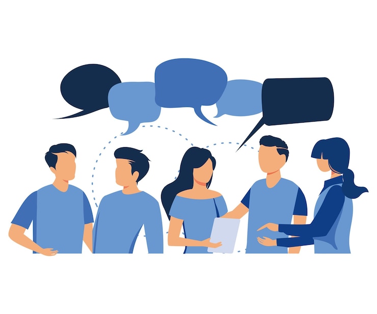 Vector businessmen discuss social network news social networks