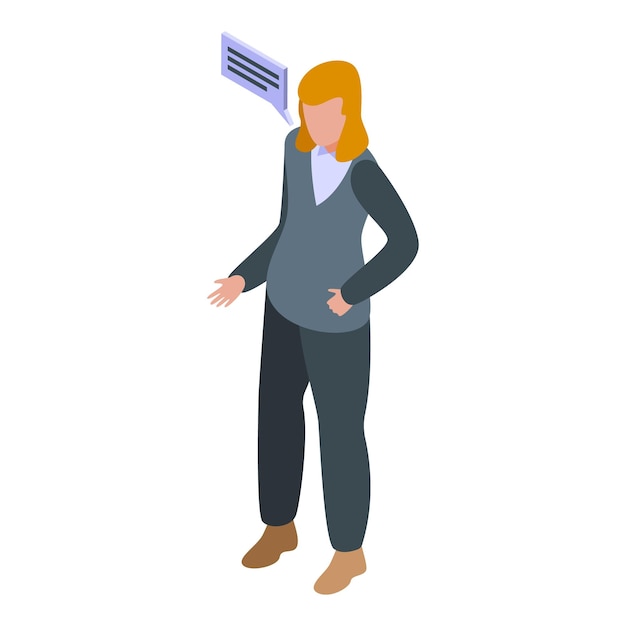 Businesswoman talking presenting business plan isometric 3d icon
