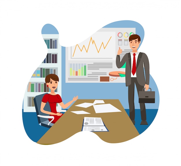 Businesswoman with Personal Assistant Illustration