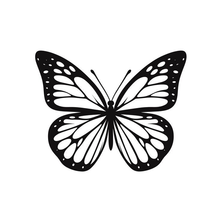 Butterfly silhouette icon Clipart image isolated on white background