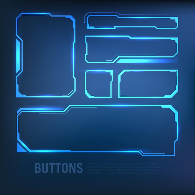 button set technofuturistic style scifi color blue 2