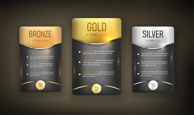 button web price table pack on background color black