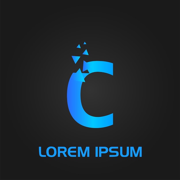 c letter triangle bubble style initial logo