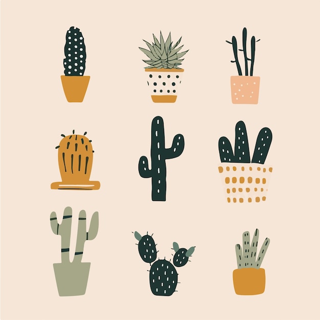 Cactus comic vector minimalist illustration style