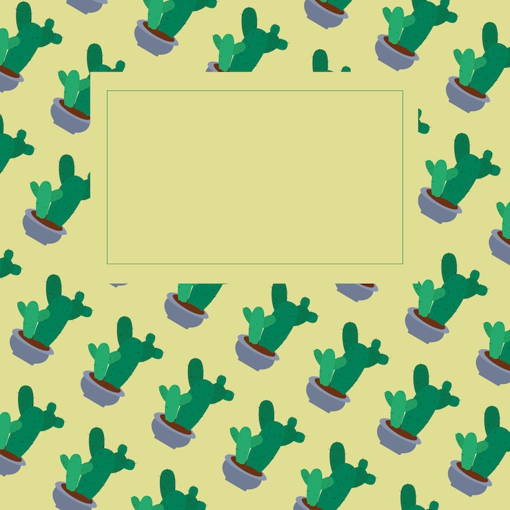 Vector cactus texture green cacti background tropical natural pattern plant in the pot