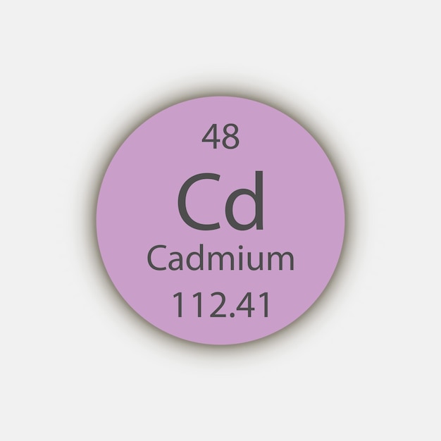 Cadmium symbol Chemical element of the periodic table Vector illustration