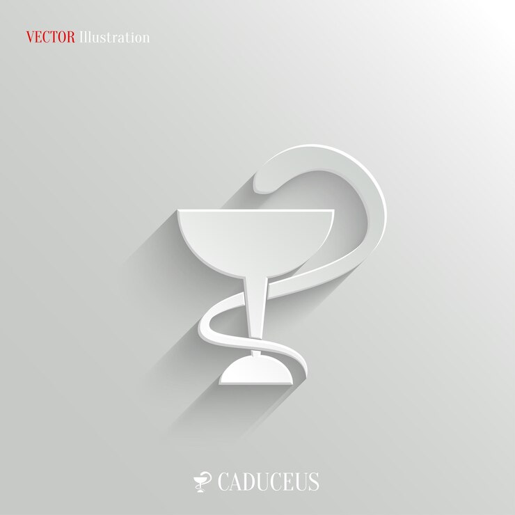 Caduceus Medical Symbol vector white app icon