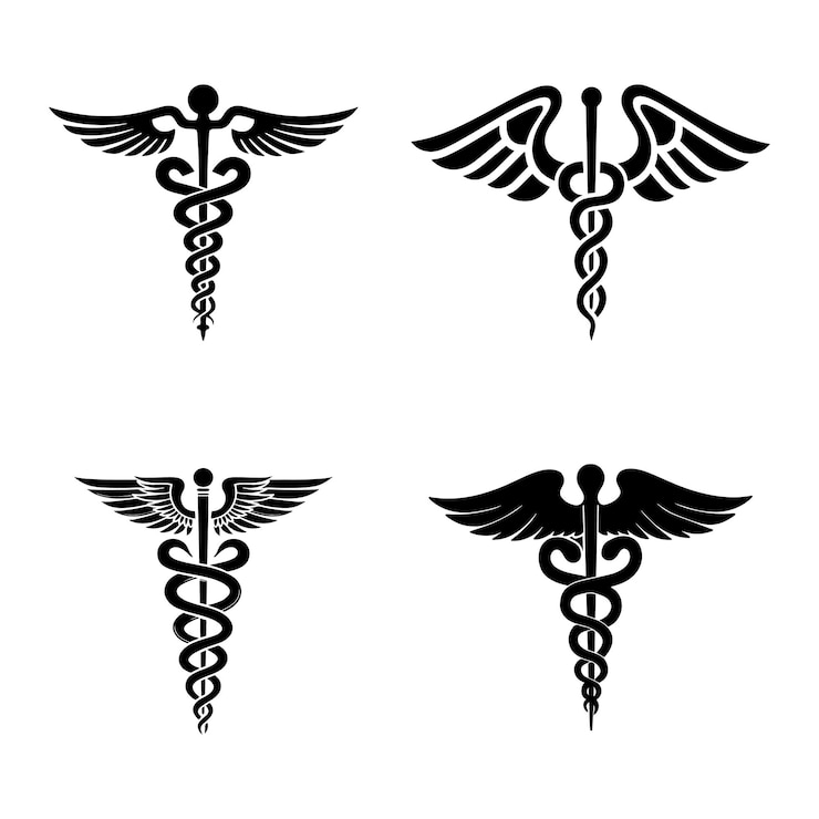 Vector caduceus medical symbols