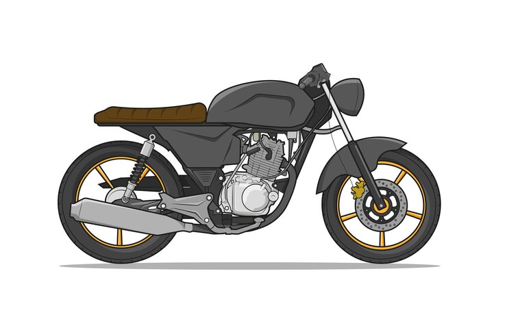 Cafe racer motorcycle illustration in side view