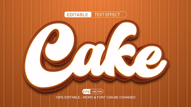 Cake Editable Text Effect Vector 3d Style